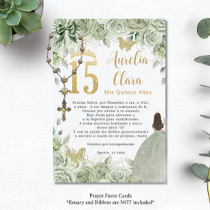 Informações Sage Green Floral Dourada Quinceañera 15 Cartão de