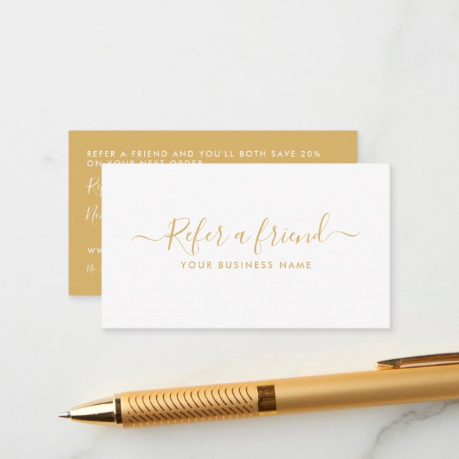 Informações Script Simples - Branco e Dourado - Cartão de Refe (Frente/Verso In Situ)