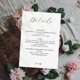 Informações Simples cartão de cerimônia de casamento da caligr