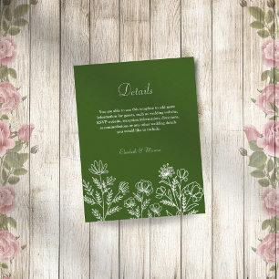 Informações Simples cartão de cerimônia floral verde de azeito