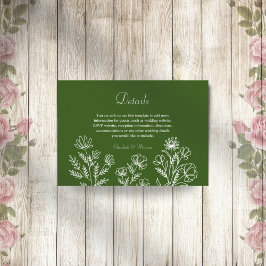Informações Simples cartão de cerimônia floral verde de azeito