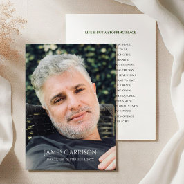 Informações Simples Cartão de Oração Funeral Verde com Foto