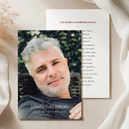 Informações Simples Cartão de Oração Funeral Vermelha com Foto