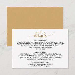 Informações Simples Cartão Dourado de Detalhes de Casamento de