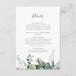 Informações Succulent Greenery | Cartão de gabinete de detalhe