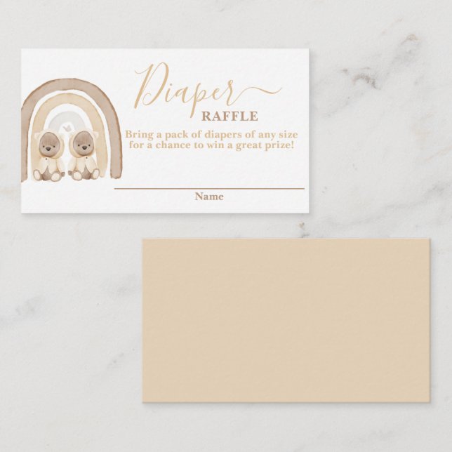 Informações Urso de feltro e Cartão Raffle de Fralda Arco-Íris (Frente/Verso)