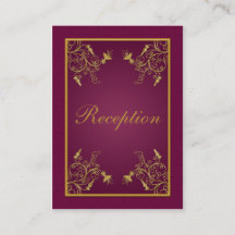 Vinho de ameixa e cartão de receptáculo Dourado pa