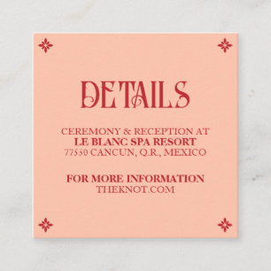 Informações Votos Vibrantes: Cartão de Detalhes de Casamento d