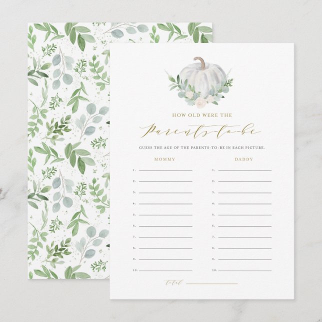 Informações White Pumpkin Quantos Anos Tinha O Cartão De Jogo  (Frente/Verso)