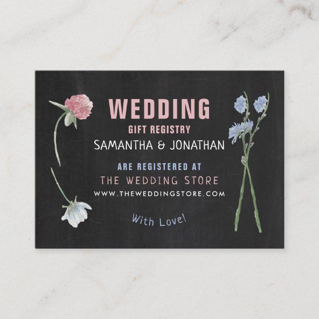 Informações Wild Floral Chalkboard, Cartão De Registro De Pres (Frente)