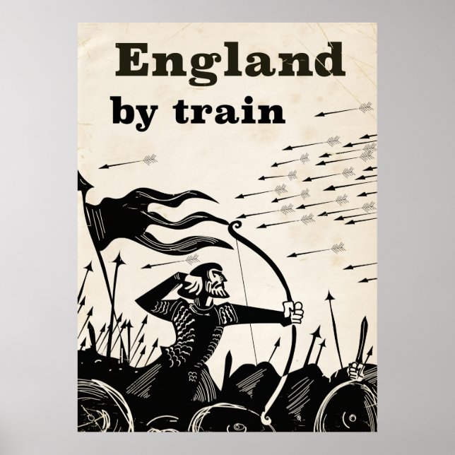 Inglaterra De trem pôster de viagem vintage (Frente)