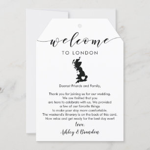Inglaterra UK Wedding Tag, Carta Itinerária