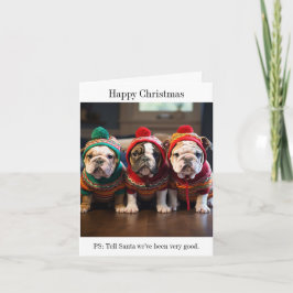 Inglês Buldogue Puppies Cartão de Natal