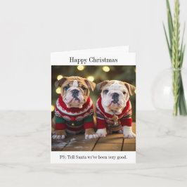 Inglês Buldogue Puppies Cartão de Natal