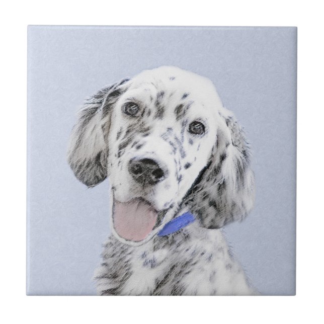Inglês Setter Blue Belton pintando arte canina (Frente)