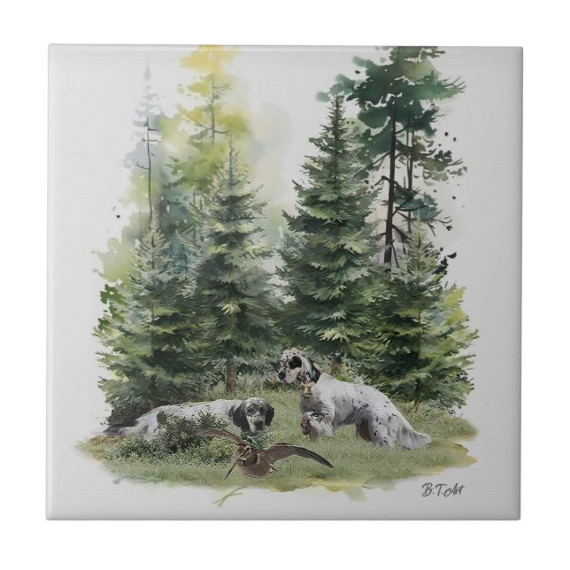 Inglês setter , Woodcock Hunting , Art (Frente)