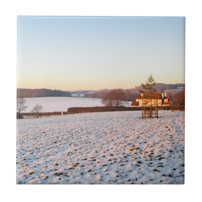 Inglês Winter Sunset - Personalizado Cerâmica (Frente)