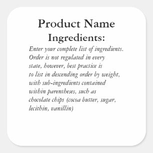Ingredientes apenas Etiqueta de Vinheta de Lei de 