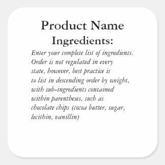 Ingredientes apenas Etiqueta de Vinheta de Lei de 