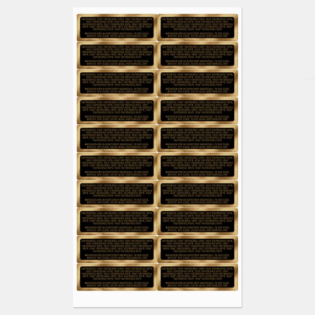 ingredientes impermeáveis etiquetas retângulo pret (Folha)