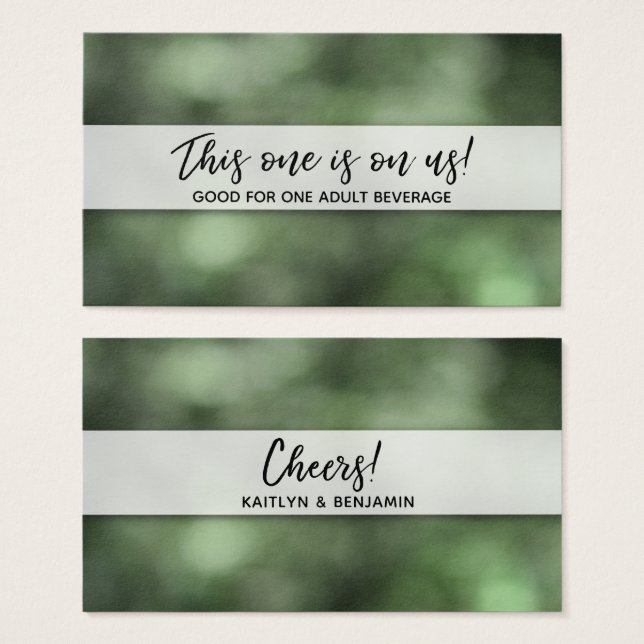 Ingressos de Bebida com Bokeh Verde e Caligrafia M (Frente & Verso)