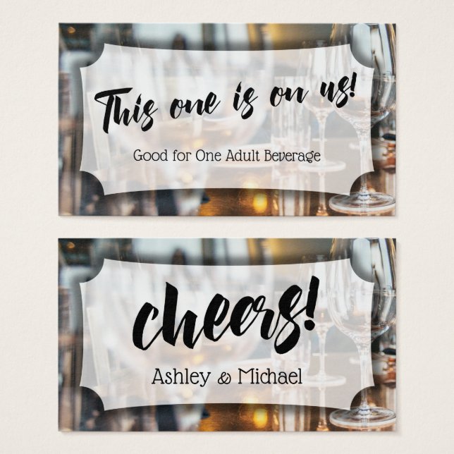 Ingressos de Bebida para Casamento e Evento com Fo (Frente & Verso)