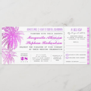 ingressos de casamento de praia púrpura - cartão d