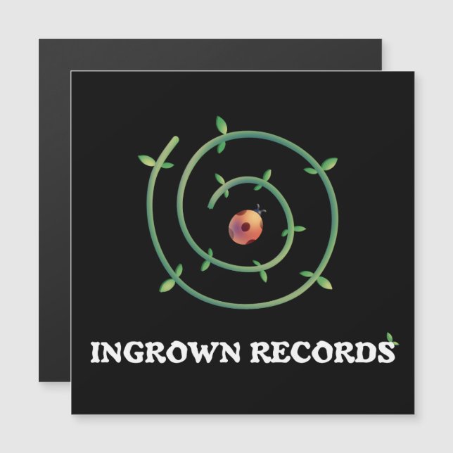 Ingrown Records Ladybug Spiral Magnet Card Preto (Frente/Verso)