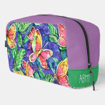 Iniciais Cores bonito e borboletas Aquarela