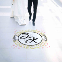 Iniciais da Noiva e do Groom Dourado Rosa e Preto