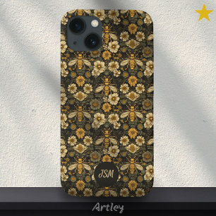 Iniciais De Abelhas De Padrão Floral Amarelo Vinta