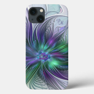 Iniciais de Arte Fractal Abstrato de Flor Verde Ro