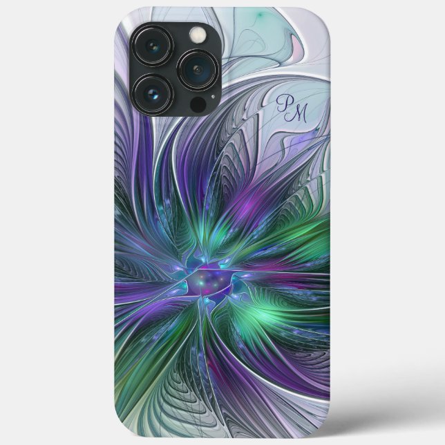 Iniciais de Arte Fractal Abstrato de Flor Verde Ro (Verso)