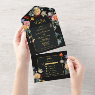 Iniciais de Casamento Dark & Moody com Flores Hola