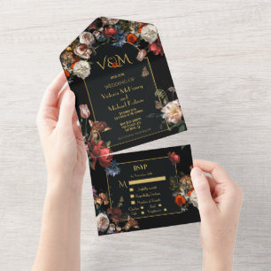 Iniciais de Casamento Floral Rembrandt Sombrio e T