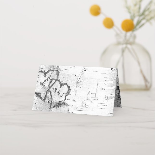 Iniciais de Latido de Birch em Cartões de Lugar En (Frente)