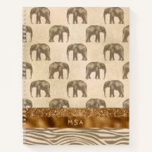 Iniciais de Monograma do Elefante Dourado Elegante