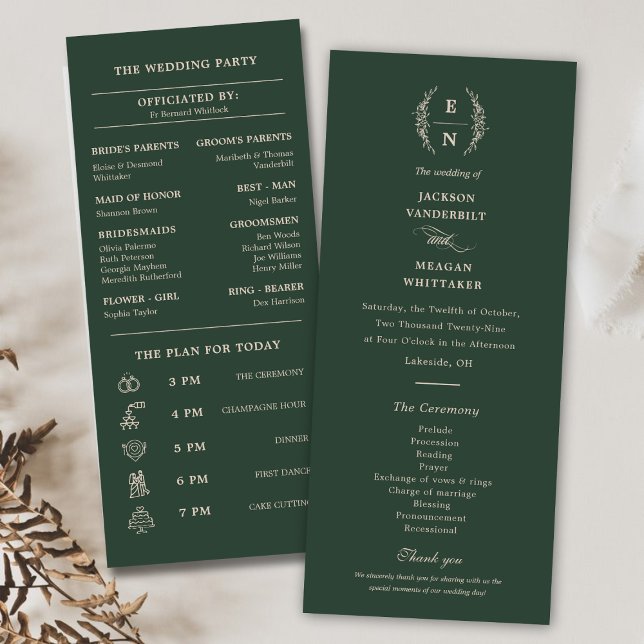 Iniciais de Monograma Empilhado Floral Programas d (Floral Stacked Monogram Initials Wedding Programs)