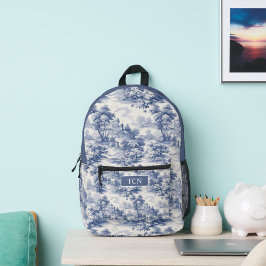 Iniciais de Monograma Padrão Toile Francês Azul Br