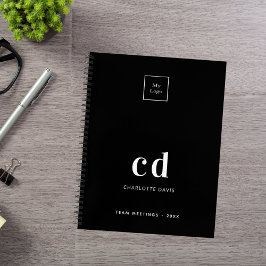 Iniciais de monograma preto e branco logotipo empr