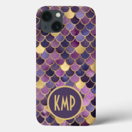 Iniciais de Monograma Roxo Dourado Escamas de Sere