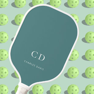 Iniciais de monograma verde ciano escuro nome