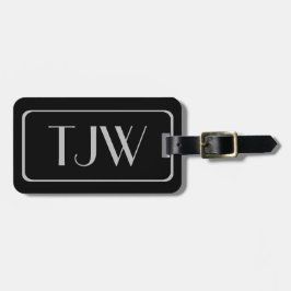 Iniciais de prata clássica em etiquetas de bagagem