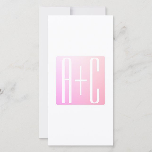 Iniciais do casal | Gradação Rosa Sutil (Frente)