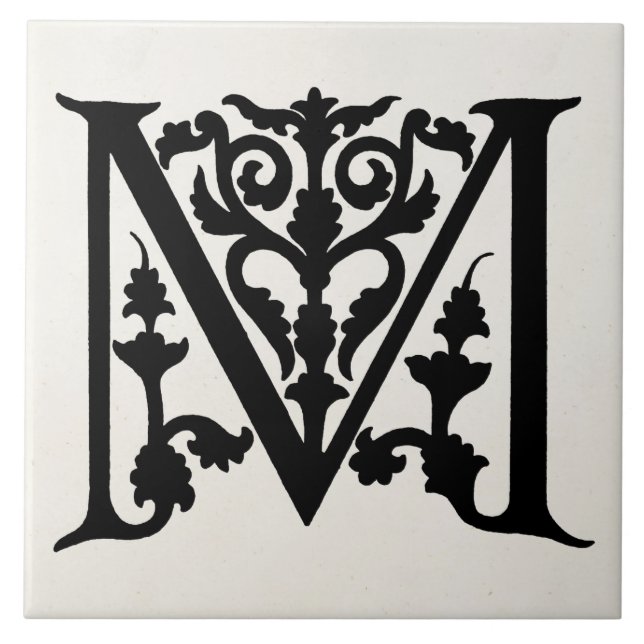 Iniciais do pergaminho "M" do monograma da letra M (Frente)