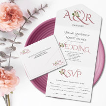 Iniciais e ampersas de rosa Dusty, casamento de ro