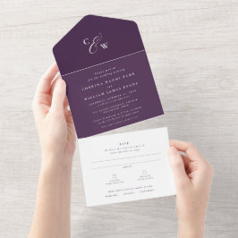 Iniciais elegantes, casamento roxo, ameixa, no out