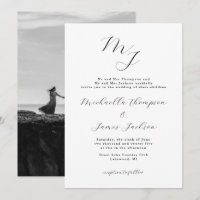 Iniciais Elegantes Convite para Casamento Refinado