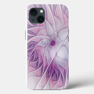 Iniciais Fractais de Abstrato de Flor Rosa Bonita