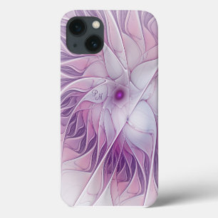 Iniciais Fractais de Abstrato de Flor Rosa Bonita